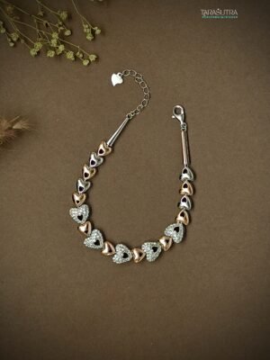 Oplus_131072 Full of Hearts — Golden & Silver Bracelet for Her - 925 Silver