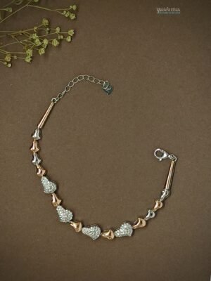 Oplus_131072 The Hearts Golden & Silver Colour Women Bracelet Bracelet - 925 Silver